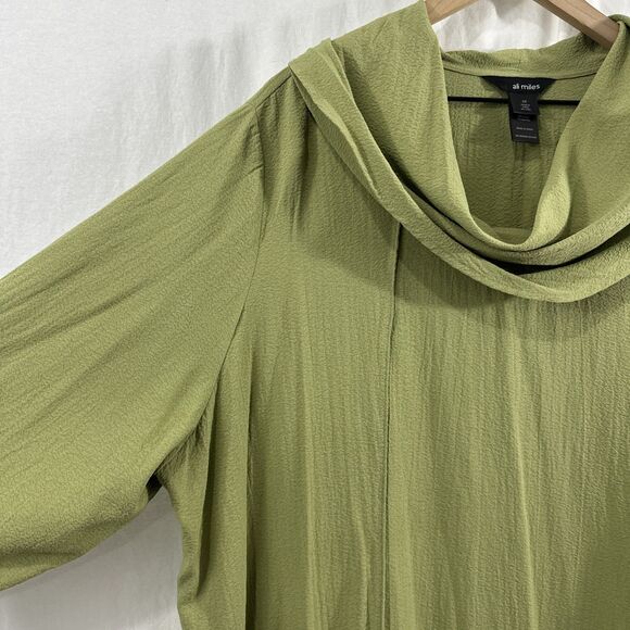 Ali Miles Green Cowl Neck Asymmetric Tunic Top Womens 2X Art to Wear Lagenlook - Picture 6 of 11